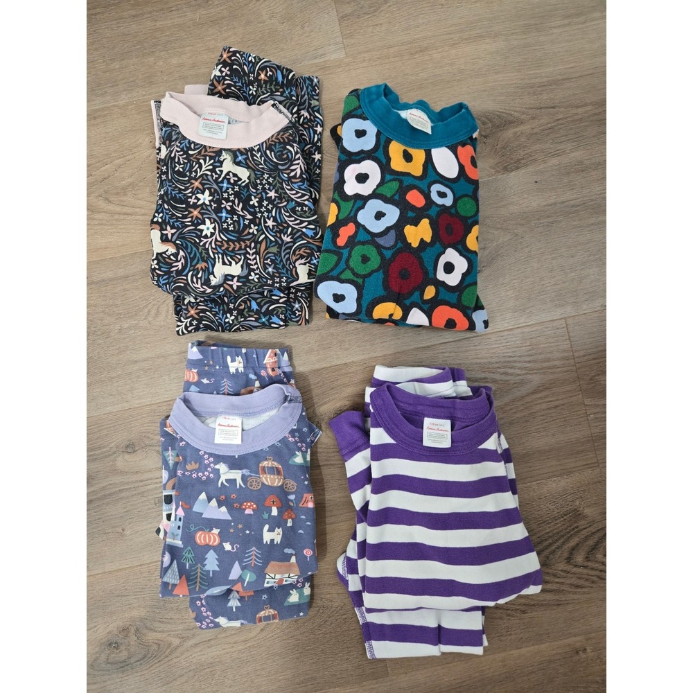 Hanna Andersson Kids 4 Set Bundle Organic Cotton Pajamas Floral Unicorn 110 5